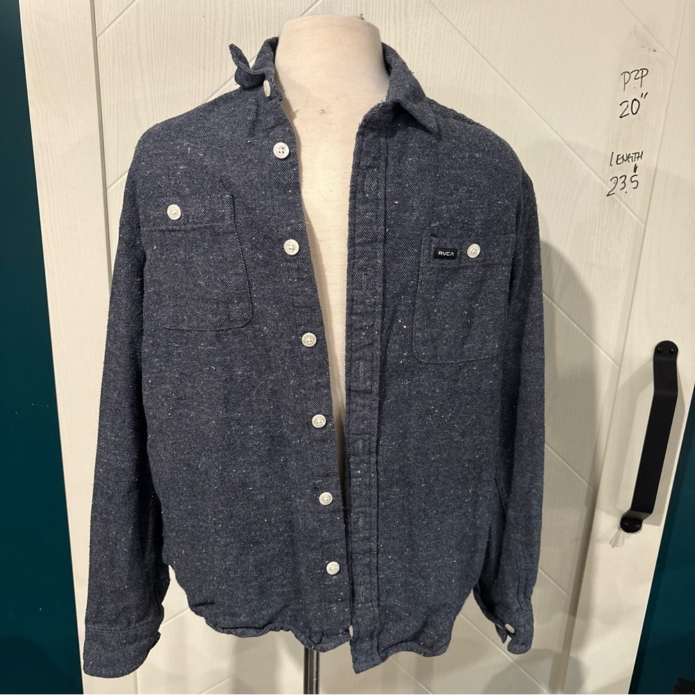 RVCA Navy Speckled Button-Up Shirt/ skate/streetwear‎